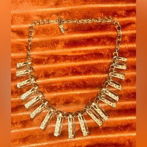 EMMONS  Vintage Abstract Gold Tone Fringe Collar Necklace 1960-1970‎